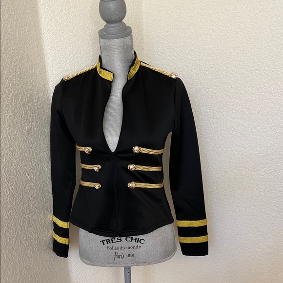SHEIN Jackets & Blazers - Black and Gold Military Style Women's Jacket